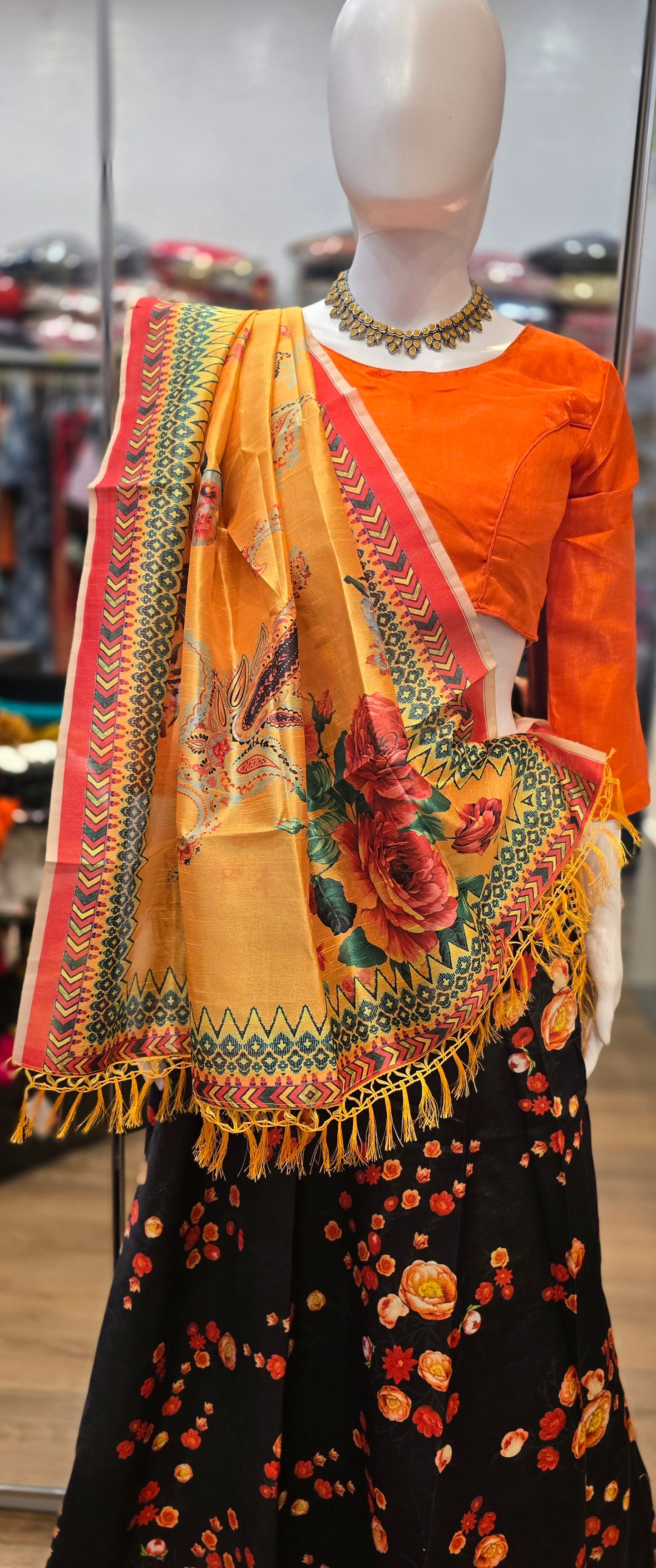 Black Color Printed Work Lehenga Choli In Chandler