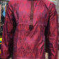 Beautiful Dark Red Color Kurta Slub Silk Embroidery Work With Pajama Pant