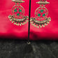 Crecent Shape With Green And Pink Long Earrings Near Me 