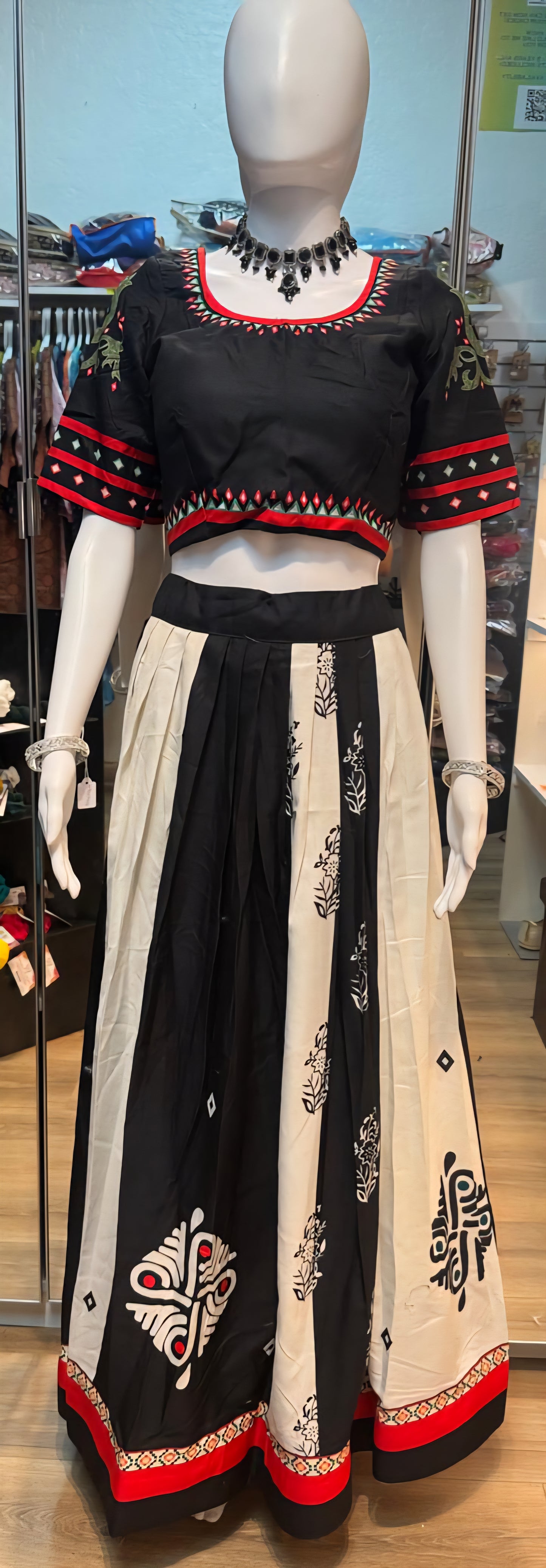 Elegant Black And White Color Chaniya Choli With Printed Work For Women