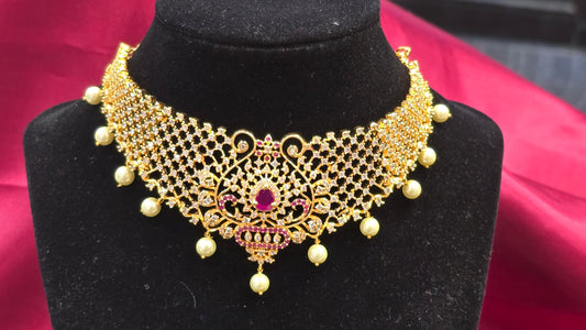 Beautiful Peacock Shaped Gold Plated Neck Piece