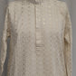 Charming White Color Cotton With Sequins And Chikankari Work Kurta Suits For Men