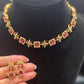 Exquisite Gold Plated Dark Pink Color Stones Necklace And Earrings Set 