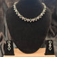 Alluring American Diamond Green And White Color Stones Necklace With Earrings Set
