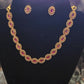 Dark Pink Color Gold Plated Necklace With Earrings Set Near Me