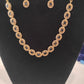 Beautiful Gold Plated White And Dark blue Stone Necklace Set With Earrings For Women
