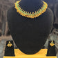 Gorgeous Round Shaped Dark Green Color Gold Plated Necklace With Earrings Set