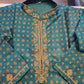 Marvelous Mandarin Collar Rama Green Color Zardozi Hand Work Brocade Kurta With Pajama