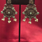 Flower Design Light Blue Color Oxidized Earrings For Women