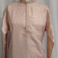 Fabulous Light Peach Color Self Design Kurta With Pajama Set For Men