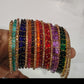 Amazing Multicolor With Stone Work Raindrop Glass Bangles For Women