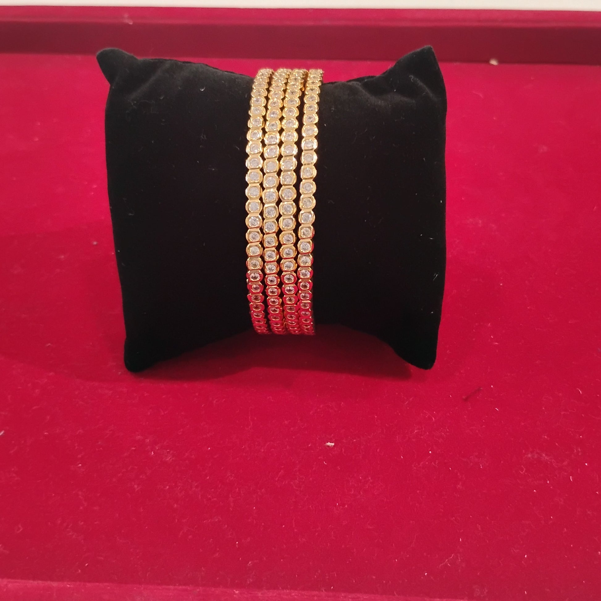  Elite Gold Plated White Stones Bangles For Women