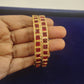 Alluring Gold Plated Bangles With Red Color Stones For Women Near Me