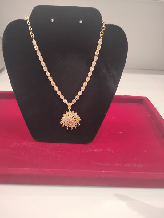 Fabulous Gold Plated With White Stones Necklace For Women