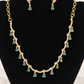 Amazing Gold Plated White And green Stone Necklace Set With Earrings For Women