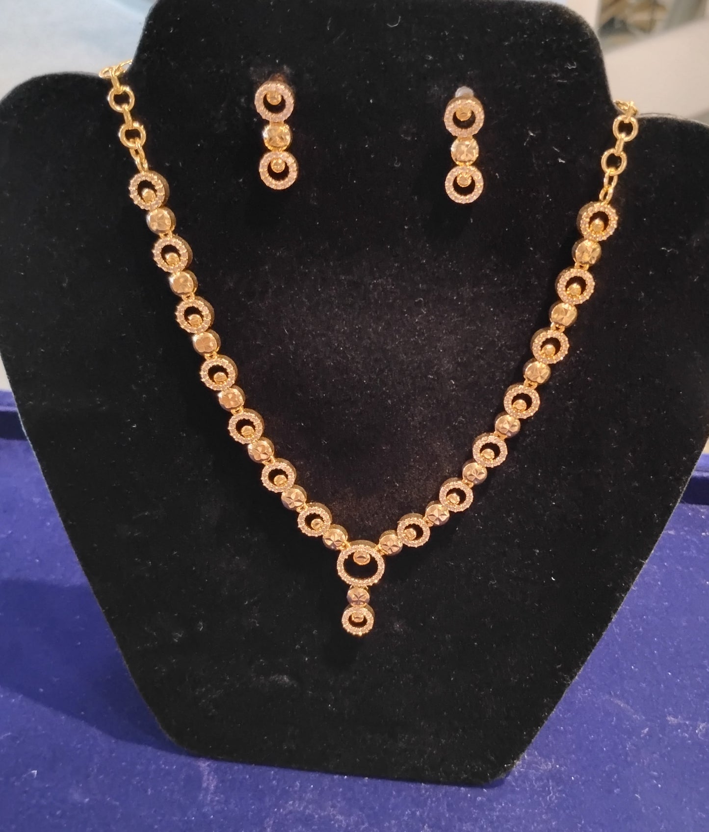 Elegant White Stones Gold Plated Necklace With Earrings Set For Women