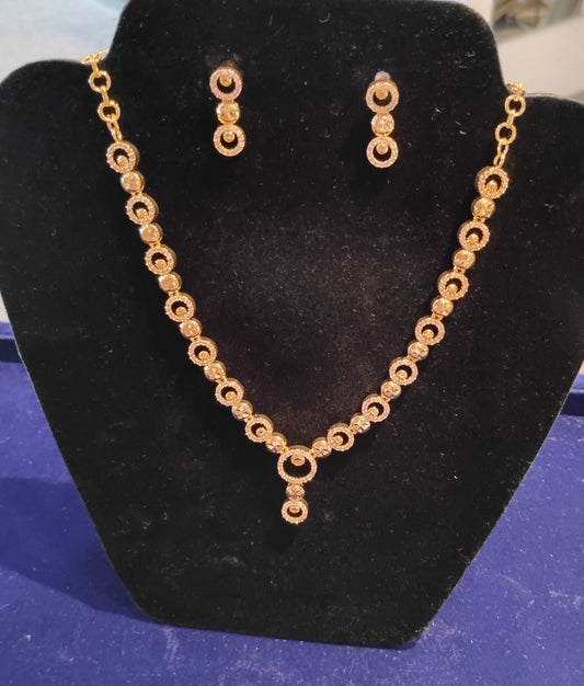 Elegant White Stones Gold Plated Necklace With Earrings Set For Women