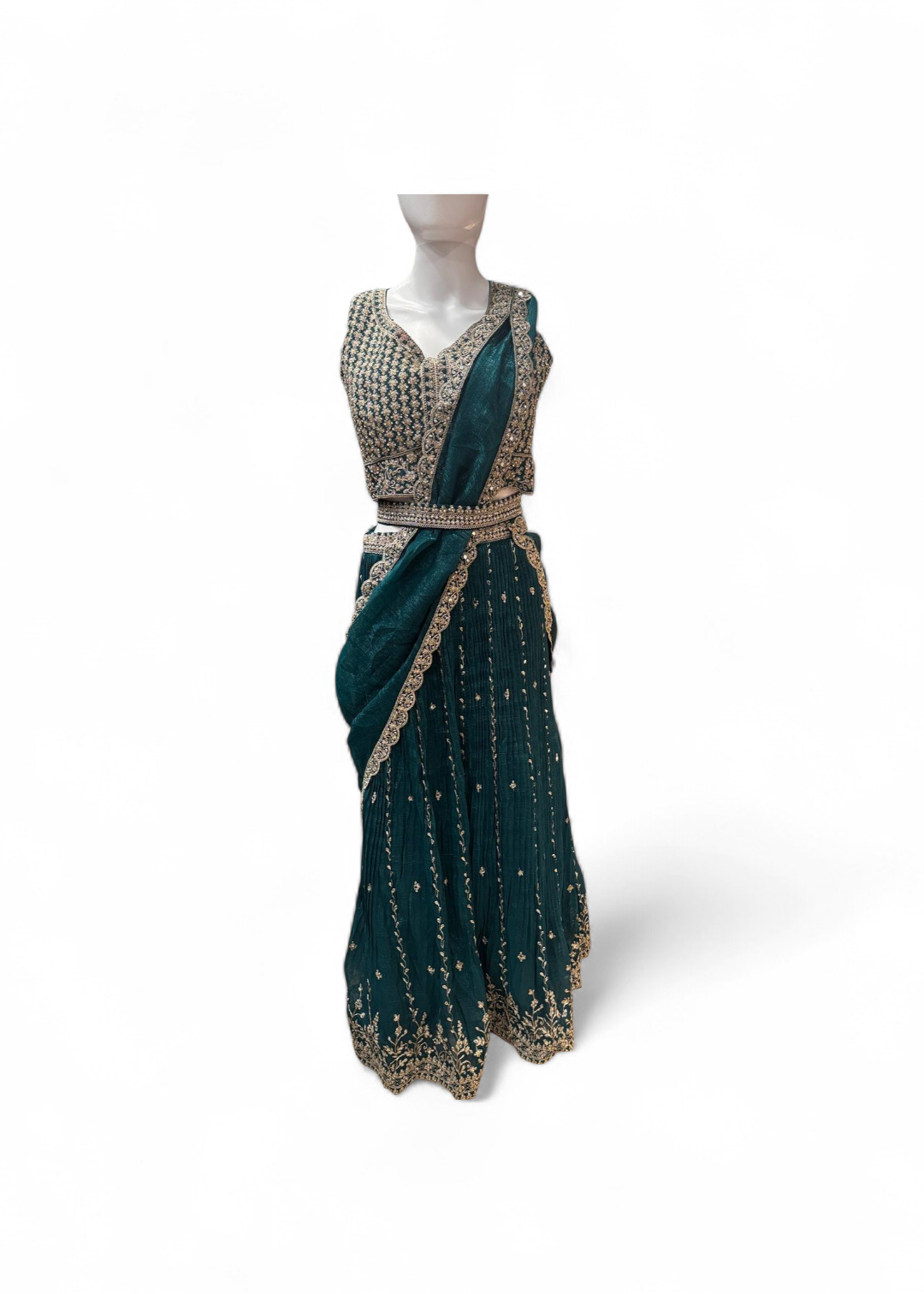 Green Color Embroidery And Sequins Work Lehenga Choli In USA