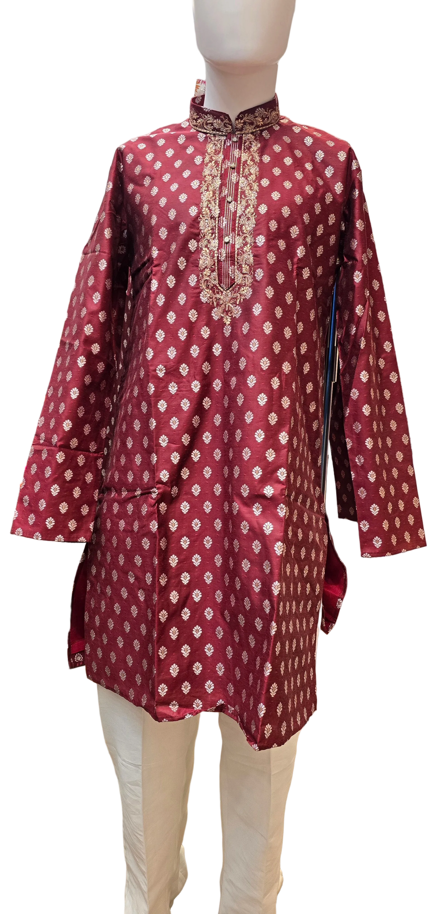 Maroon Color Jacquard With Zardozi Work Kurta Suits Near Me