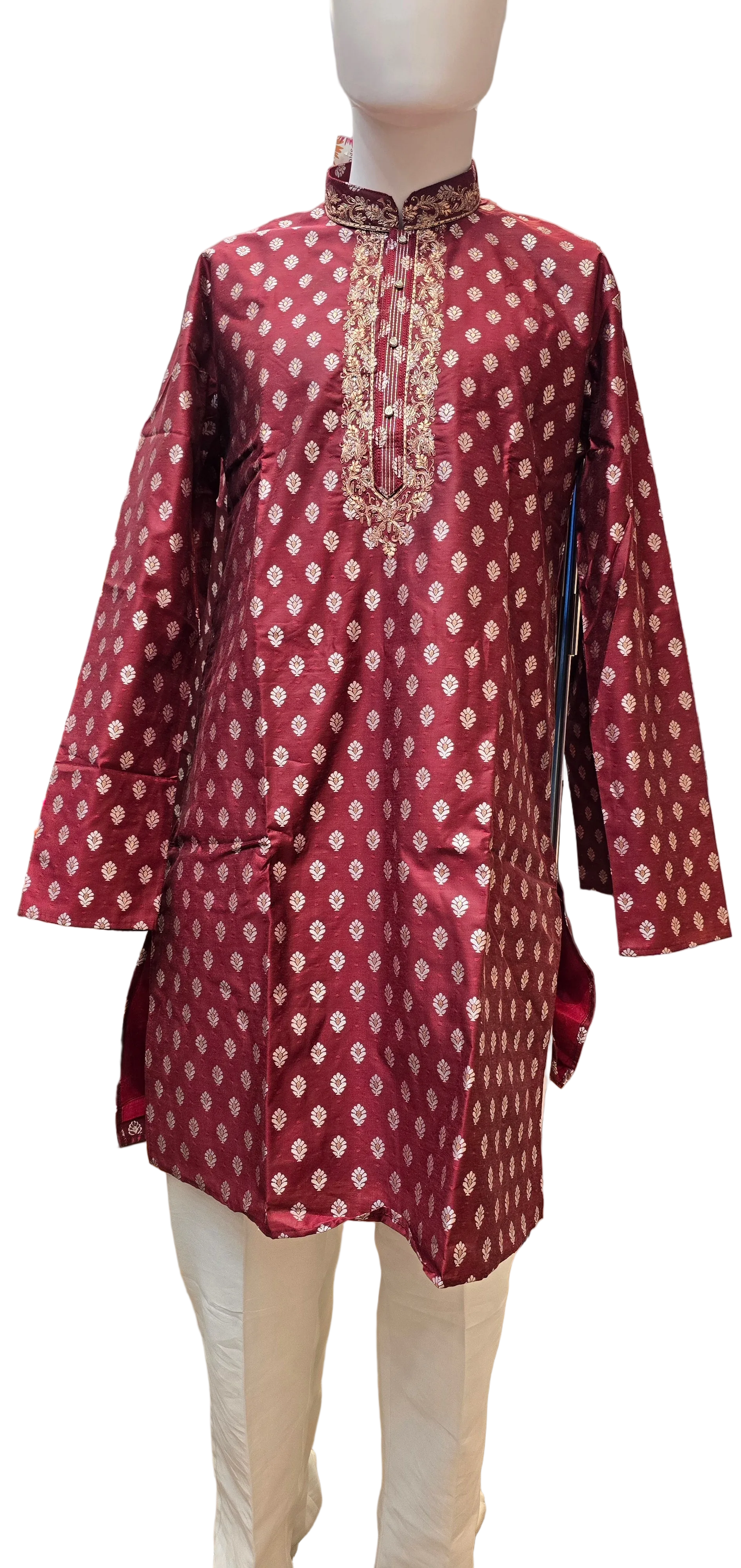 Maroon Color Jacquard With Zardozi Work Kurta Suits Near Me