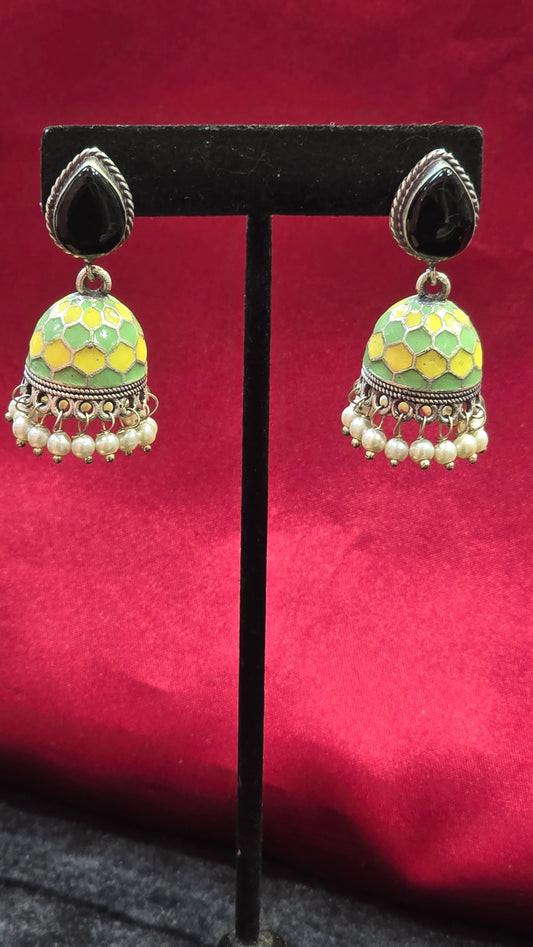 Beautiful Pink And Black Jhumkis