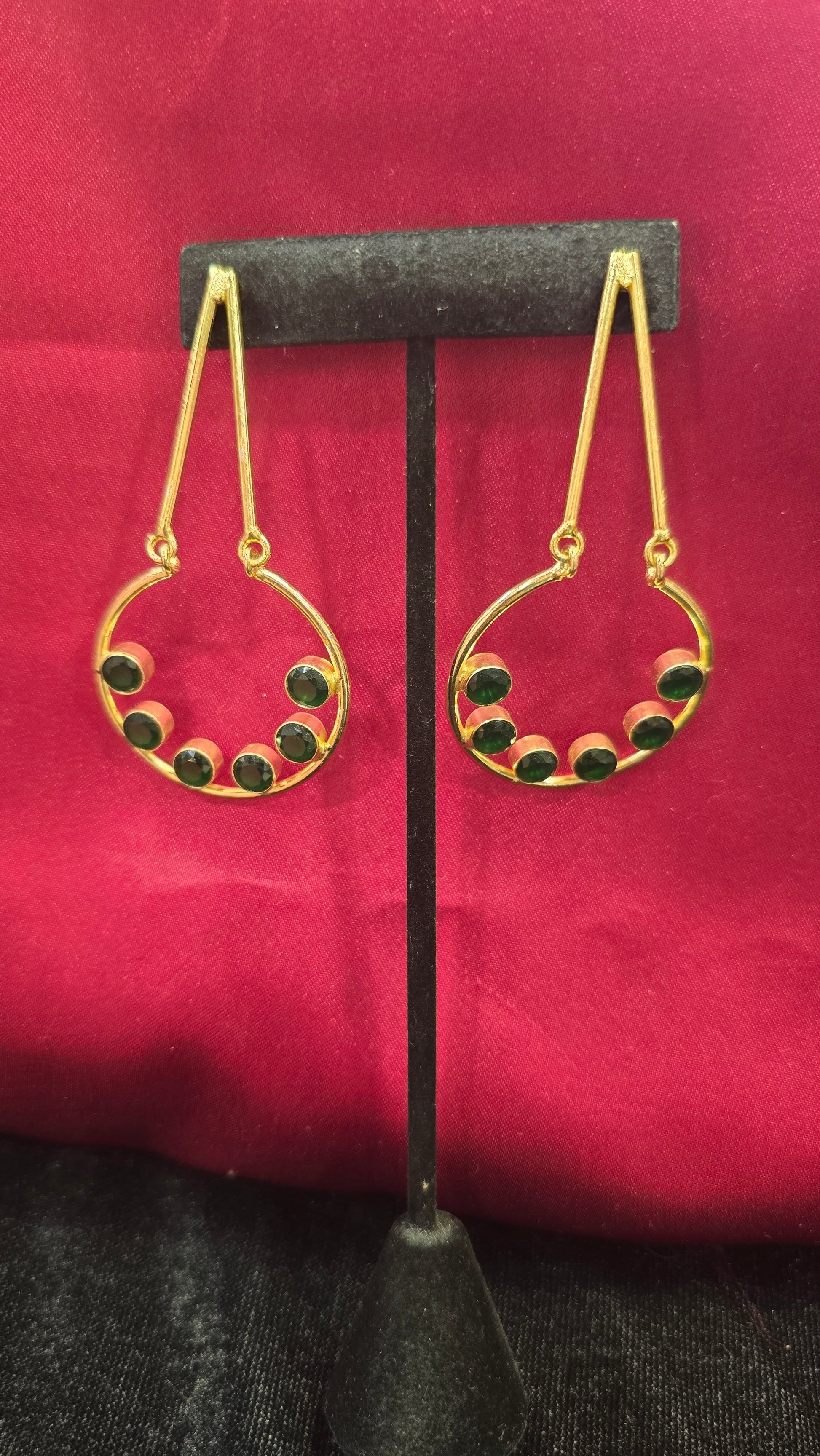 Golden Earrings With Green Beads Near Me