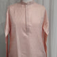 Pretty Light Pink Color Self Design Kurta With Pajama Set For Men
