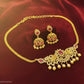Beautiful Pink And White Stones Gold Plated Choker Set With Earrings For Women