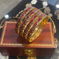 Mesmerizing Red & Green Lotus Shaped Bangles Set