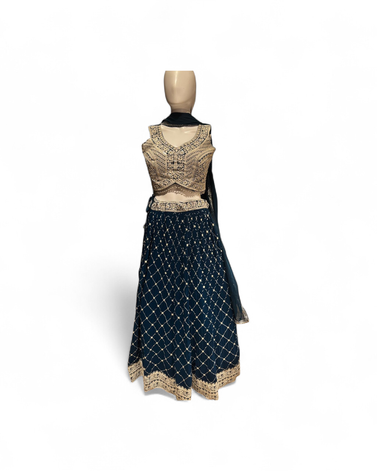 Elegant Blue Color Embroidery Mirror And Sequins Work Lehenga For Women