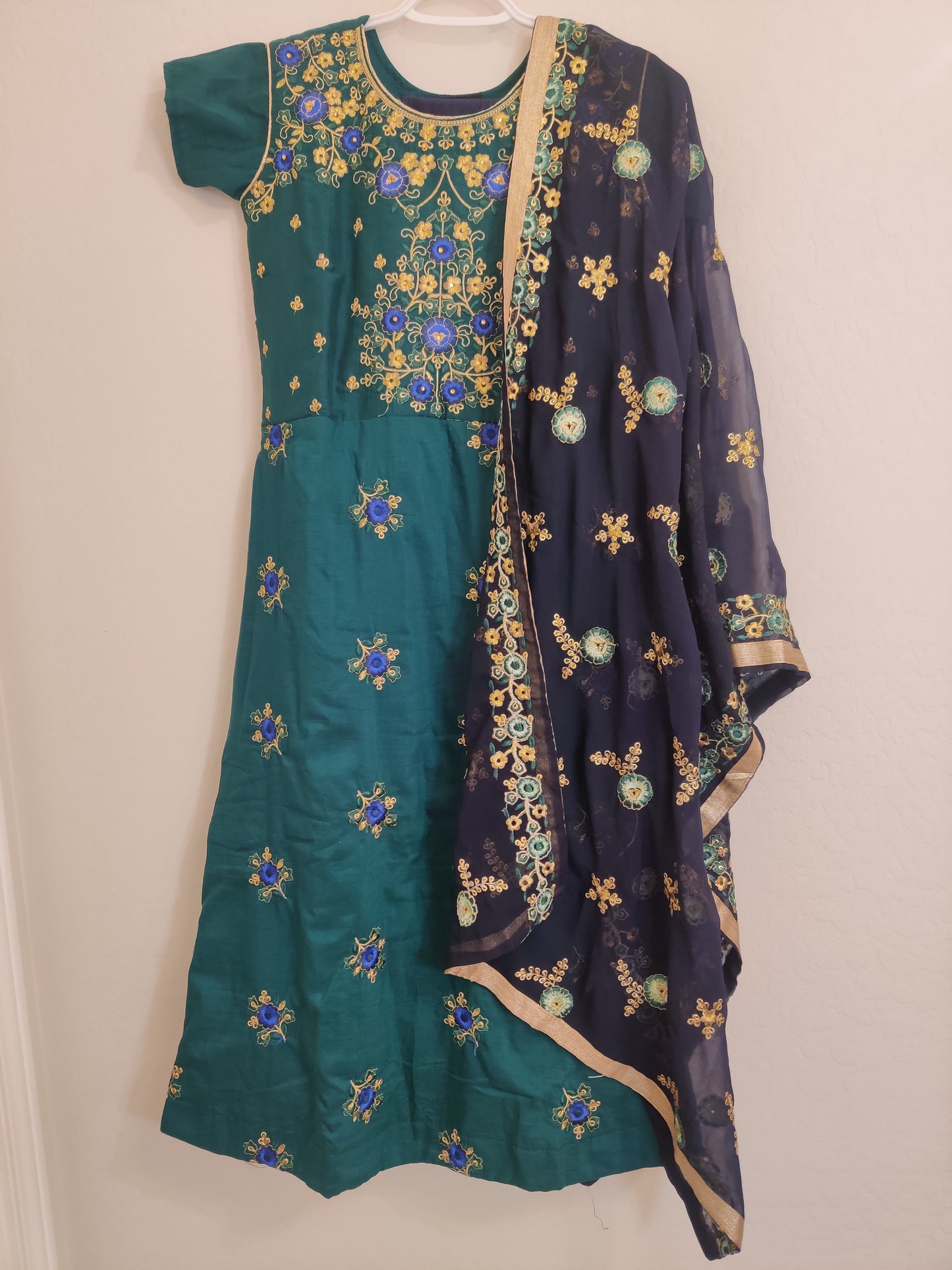 Charming Dark Green Art Silk Kurti With Georgette Dupatta