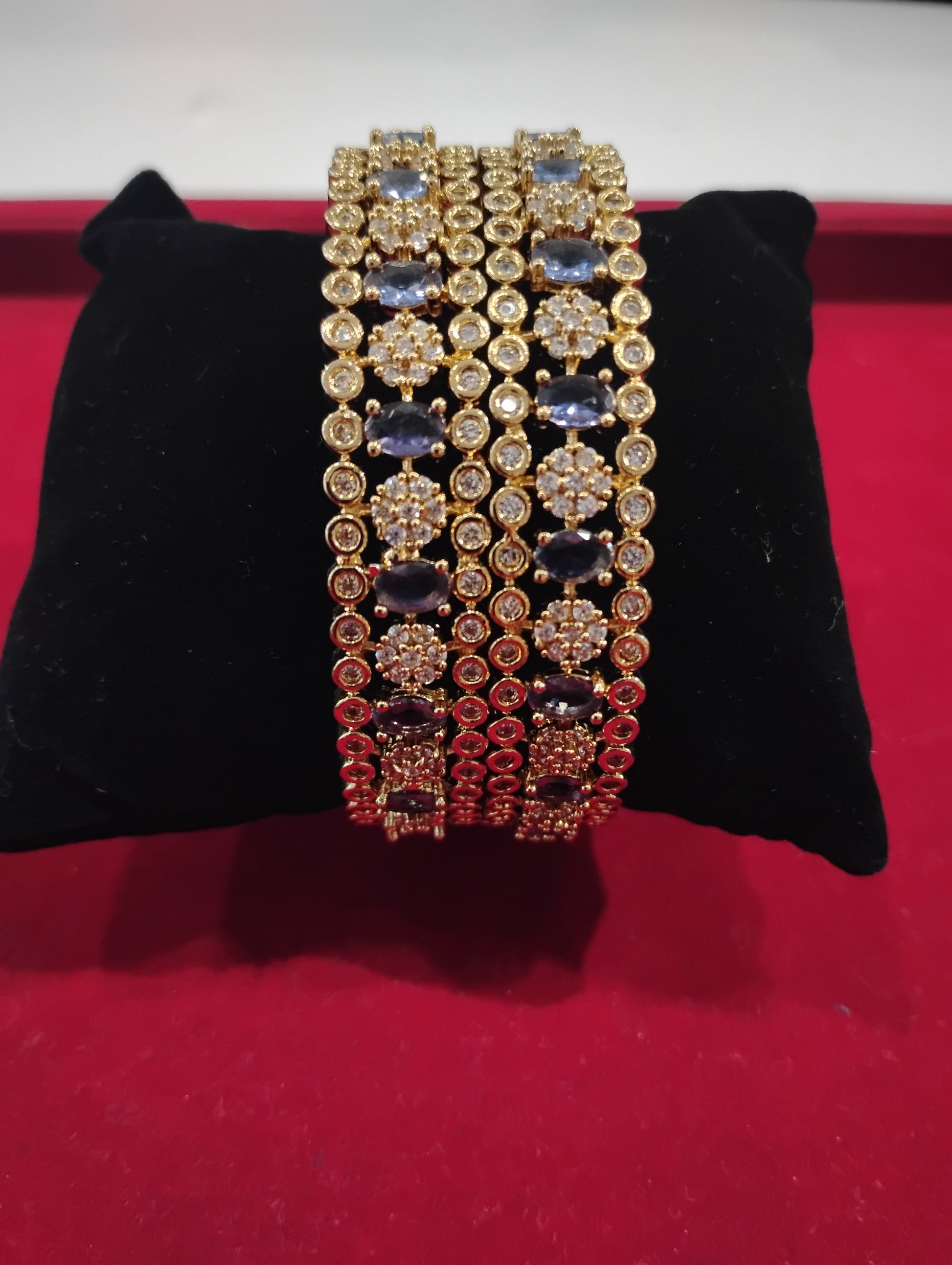  Blue And White Color Gold Plated Bangle Set For Women Near Me