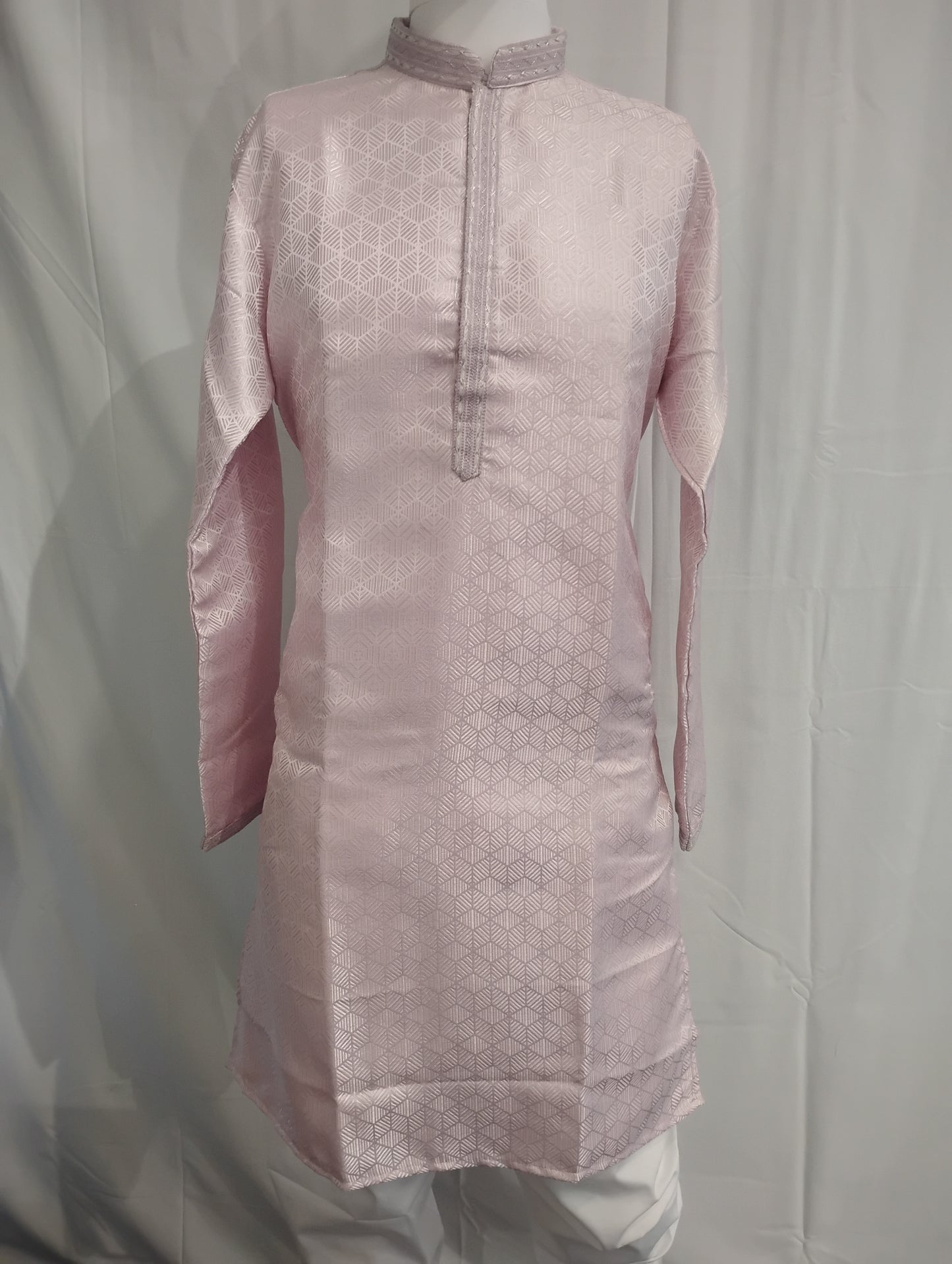 Attractive Light Lavender Color Self Design Kurta With Pajama Set For Men