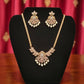 Pretty gold plated white, green and pink stones necklace with pearls.