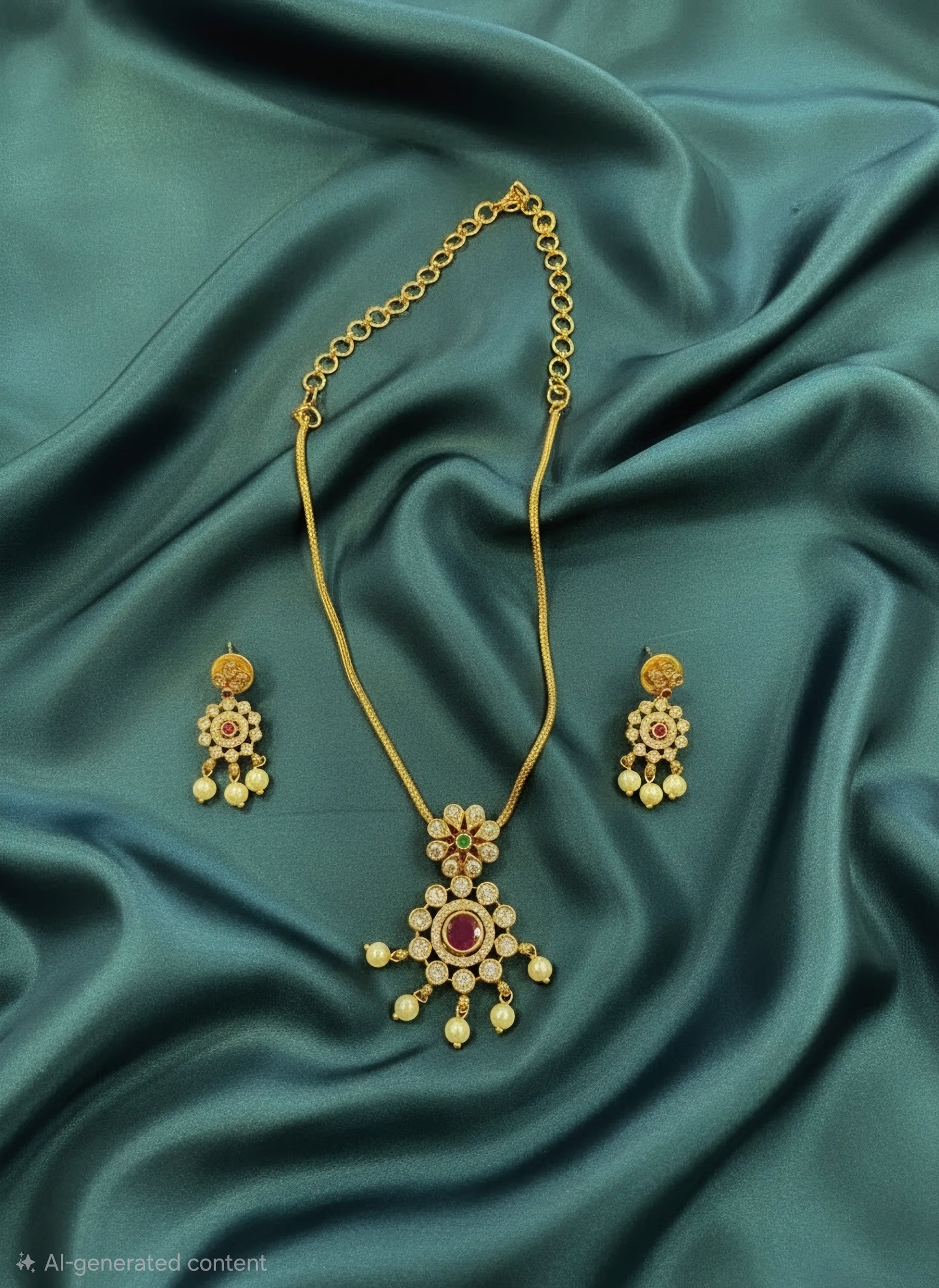 Traditional Gold Plated Pendant Set