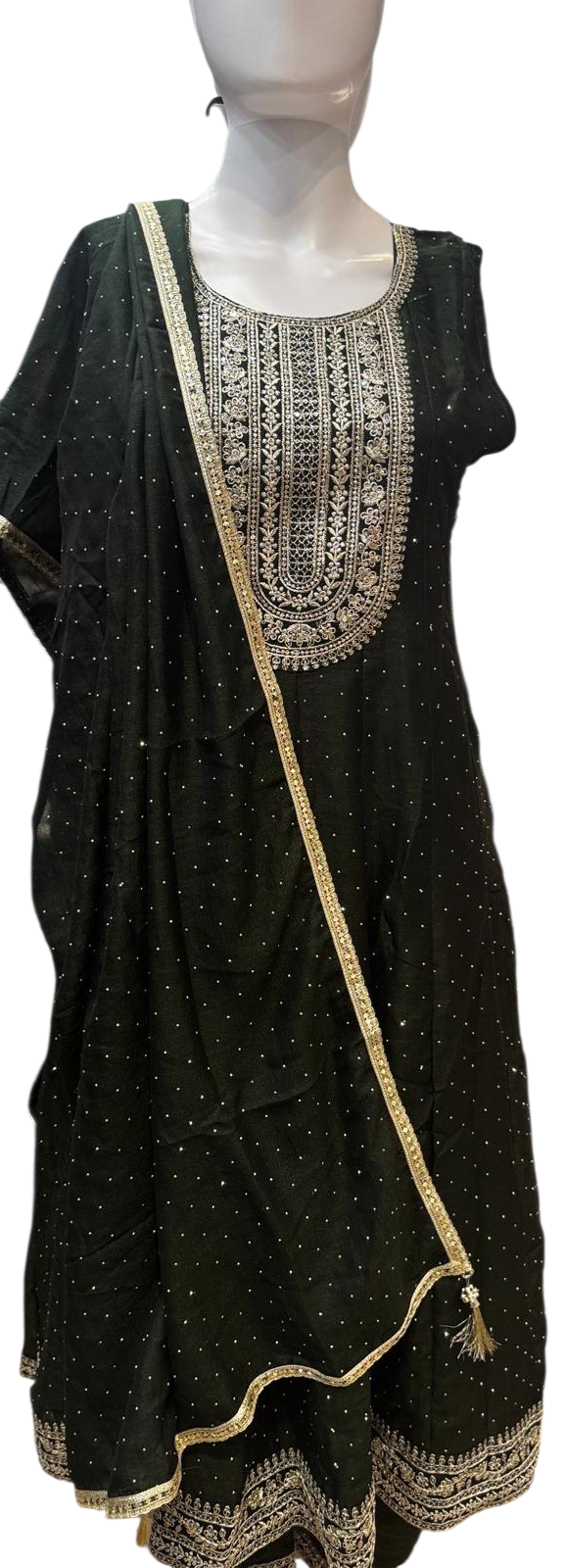 Alluring Green Color Rayon With Embroidery Work Salwar Suits For Women