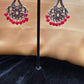 Amazing Oxidized Hangings Hoops With Red Beads For Women