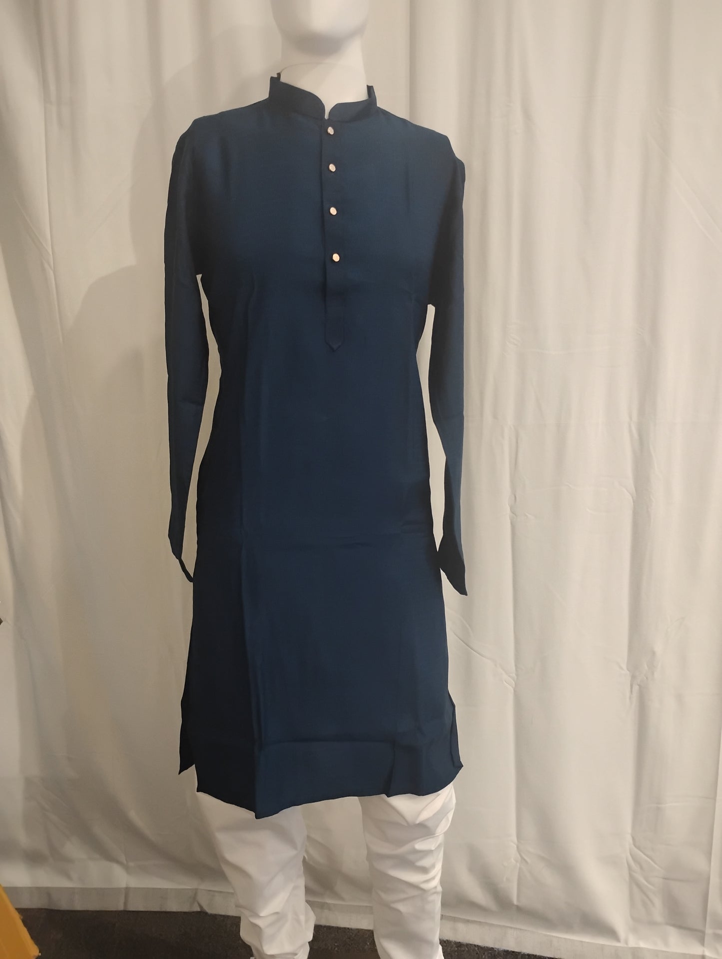 Amazing Blue Color Cotton With Self Design Kurta Suits For Men