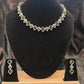 American Diamond Green And White Color Stones Necklace With Earrings Set In USA
