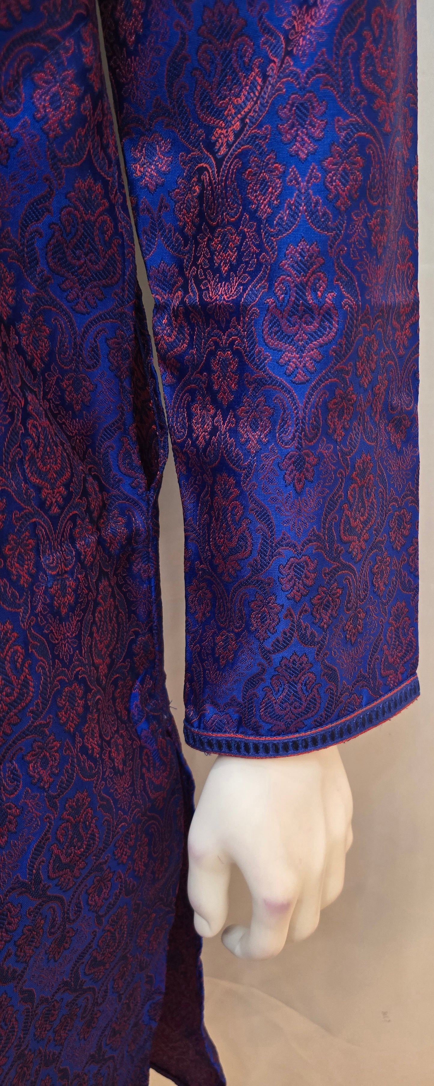 Elegant Blue Color Embroidery Work Kurta With Slub Silk Pajama Pant