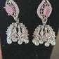 Elegant Light Pink Color American Diamond Jhumka Earrings In USA