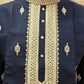 Attractive Blue Color Silk Kurta With Pajama For Men