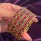 Mesmerizing Red & Green Lotus Shaped Bangles Set