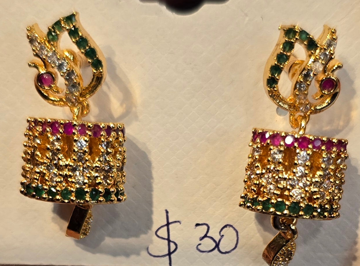 Multicolor Stones Gold Plated Earrings Near Me