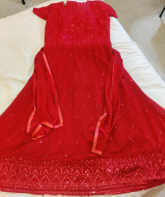 Gorgeous Full Stitched Anarkali Full Work Gown with Plain Duppatta