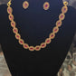 Dark Pink Color Gold Plated Necklace With Earrings Set In USA