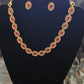 Amazing Dark Pink Color Gold Plated Necklace With Earrings Set