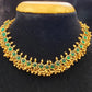 Round Shaped Dark Green Color Gold Plated Necklace With Earrings Set Near Me