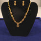 Attractive White And Red Stones Gold Plated Necklace With Earrings