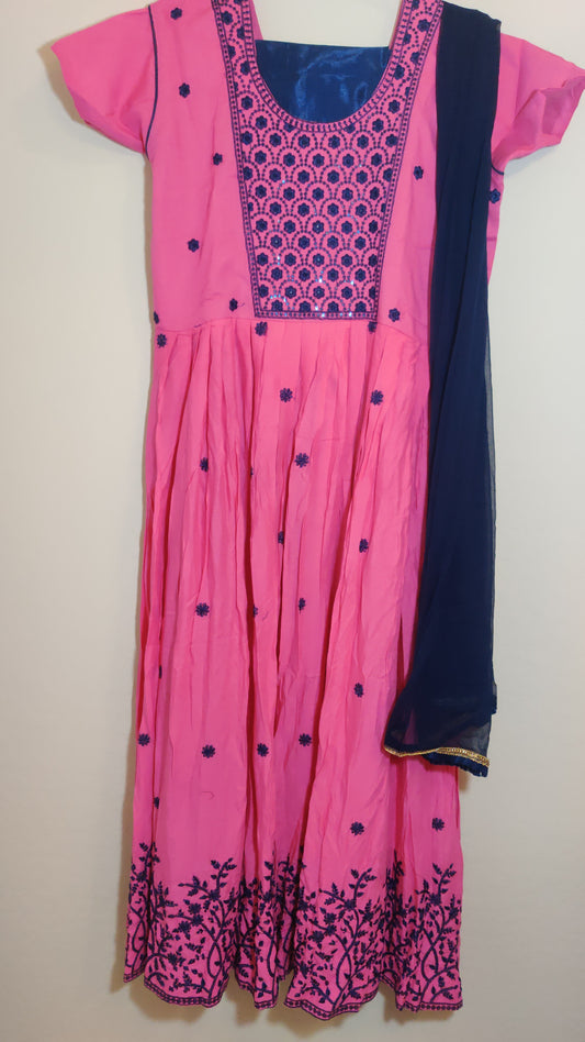 Pretty Pink Color Tone Long Cotton Salwar Suit For Party Wear